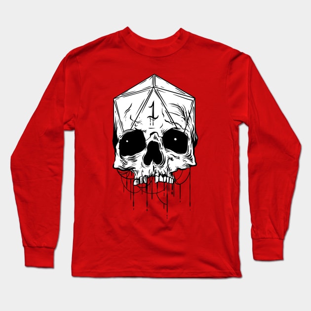 Nat 1 D20 Skull Art Long Sleeve T-Shirt by Manfish Inc.